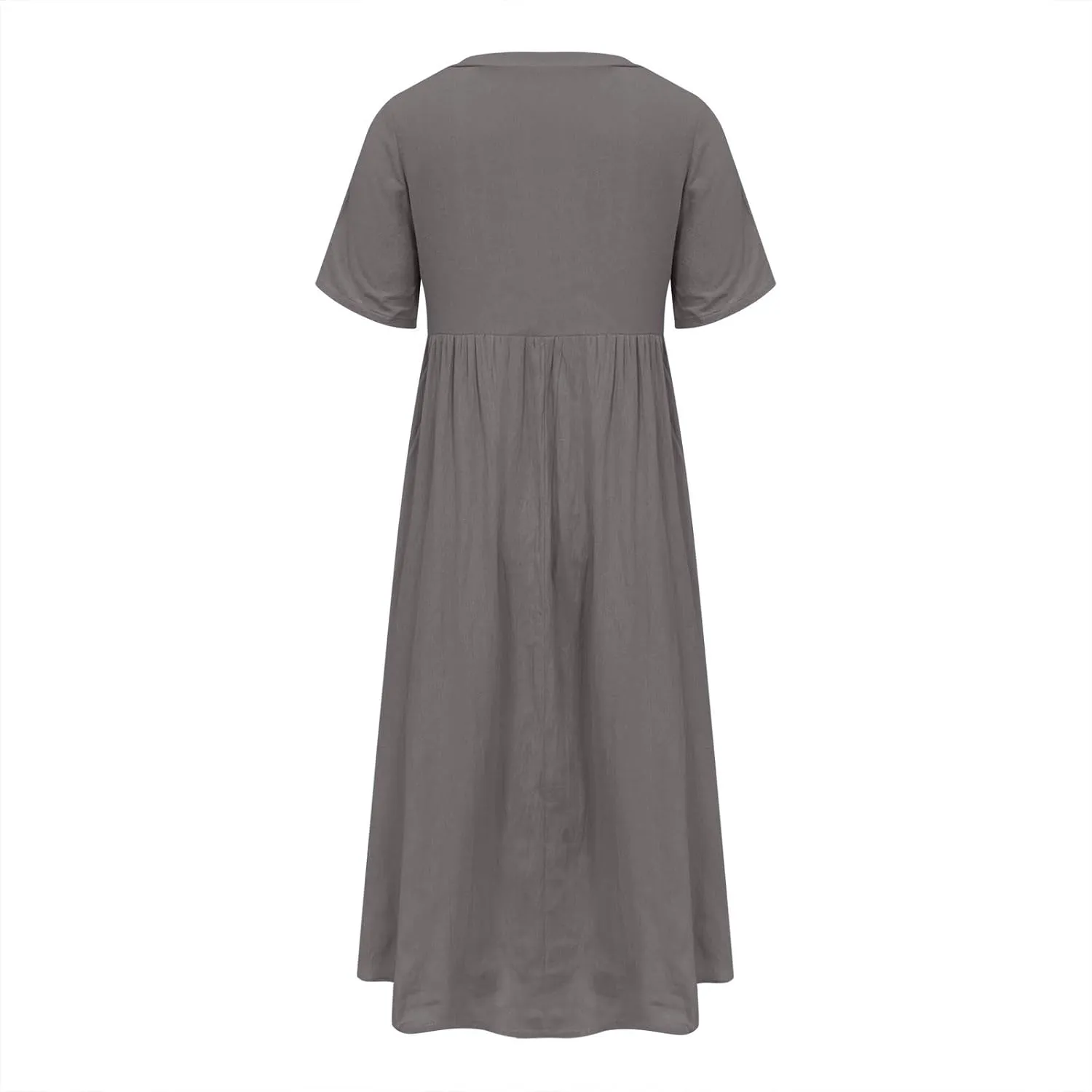2025 Summer Boho Maxi Dress for Women V-Neck Button & Lace Trim Beach Vacation Dress with Pockets Loose Sundress