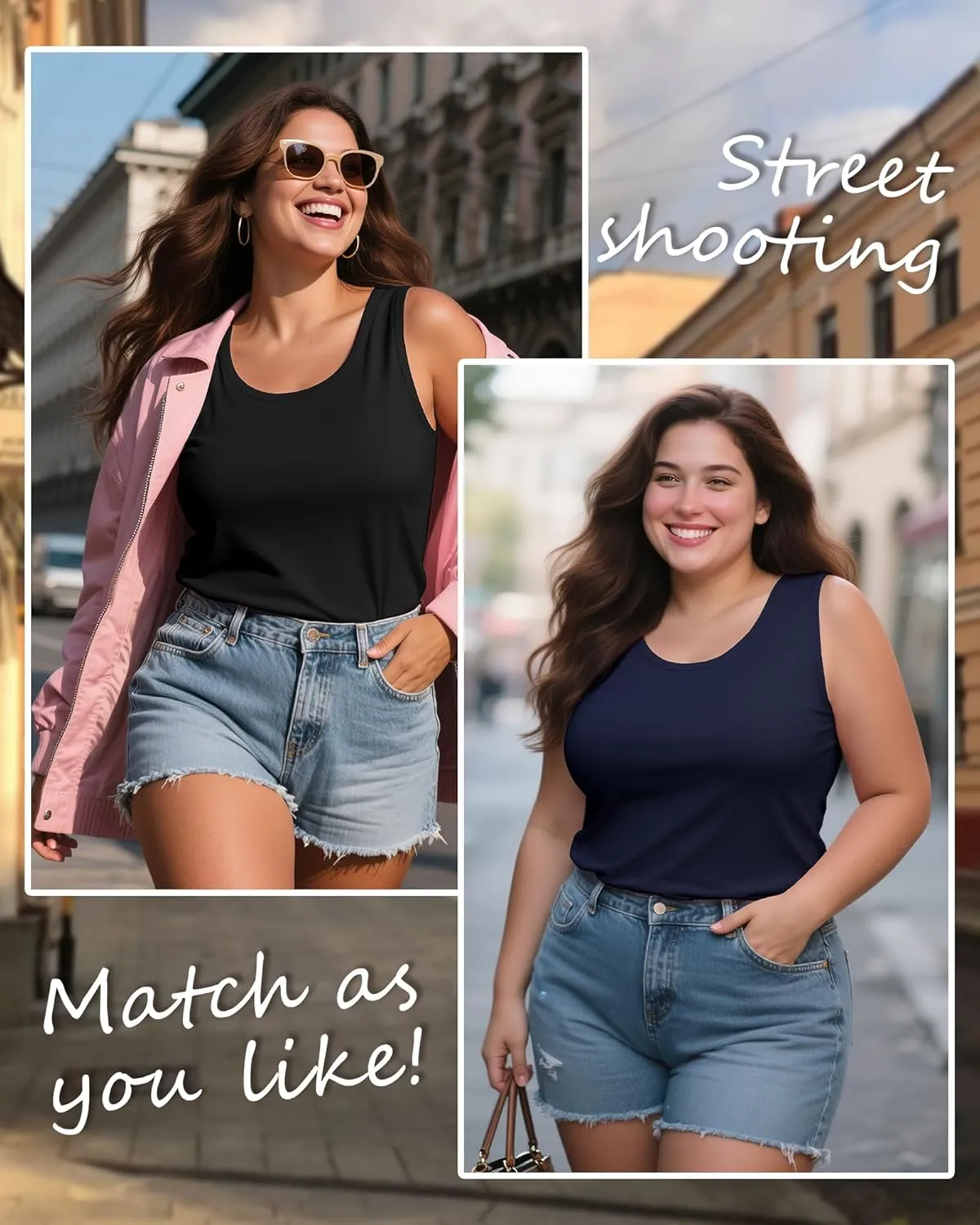 4 Pack Women's Cotton Plus Size Tank Tops, Scoop Neck Sleeveless Shirts Casual Summer Ladies Basic T-Shirts Tee