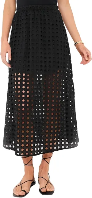 Ailoqing 2025 Summer Casual Long Skirt for Women Cotton Eyelet Beach Maxi Skirt with Underneath