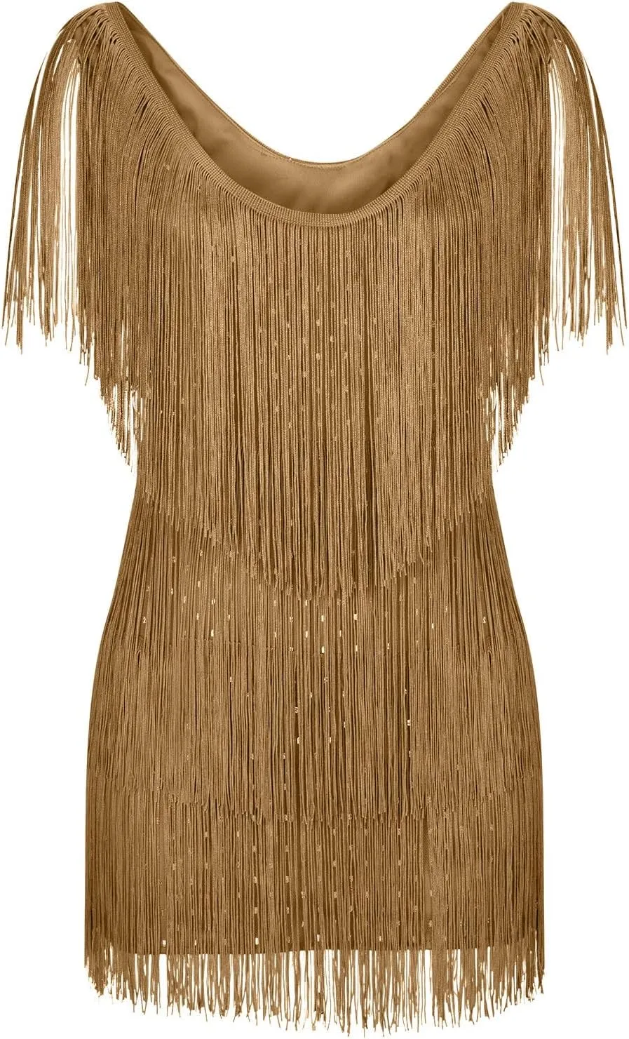 Akklian Women's Fringed Sparkly Sequin Dress Fashion Flapper Plus Size Tassels Dress Evening Party Dance Mini Cocktail Dress