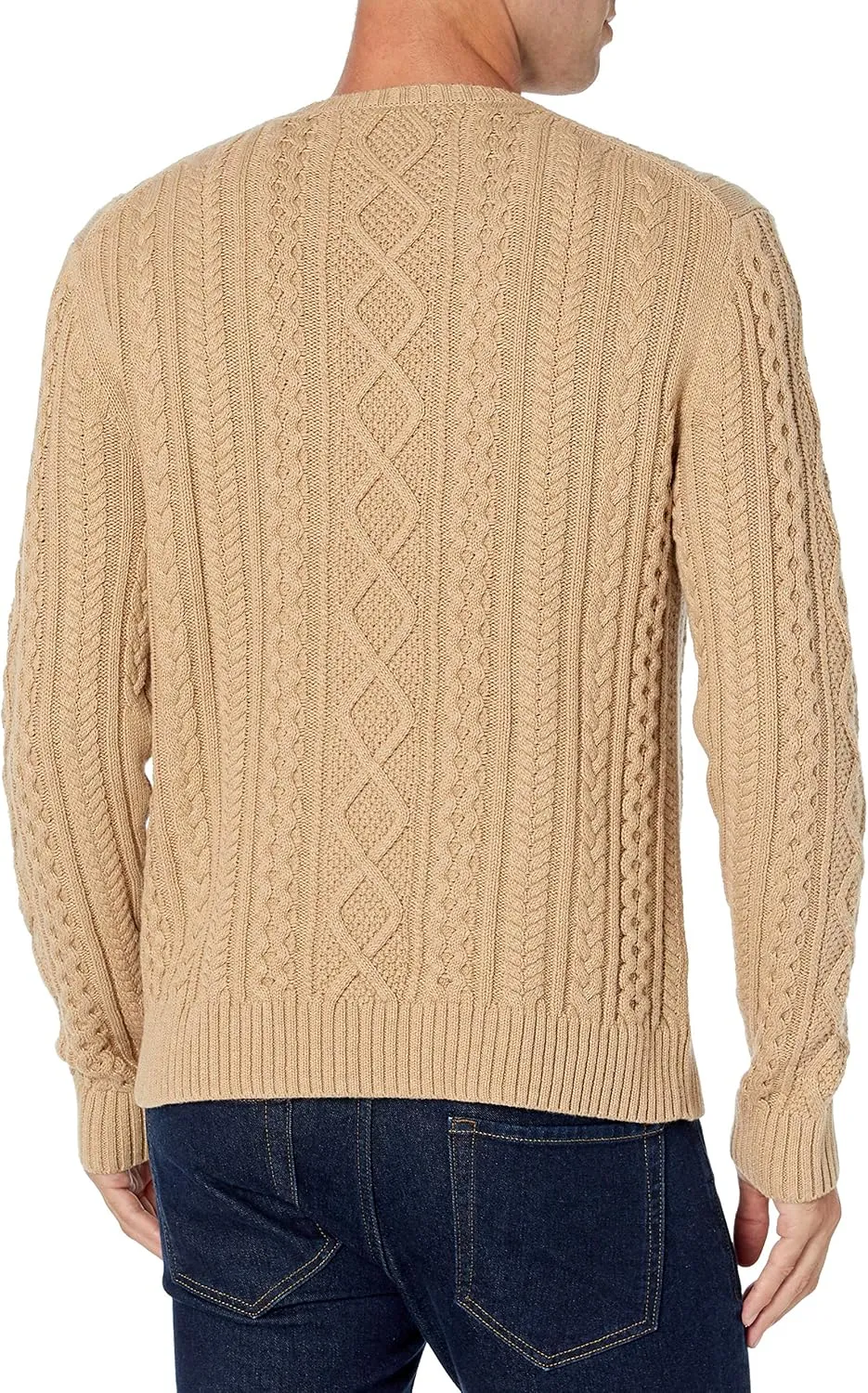 Amazon Essentials Men's Long-Sleeve 100% Cotton Fisherman Cable Crewneck Sweater