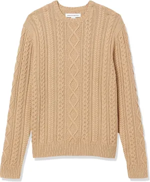 Amazon Essentials Men's Long-Sleeve 100% Cotton Fisherman Cable Crewneck Sweater