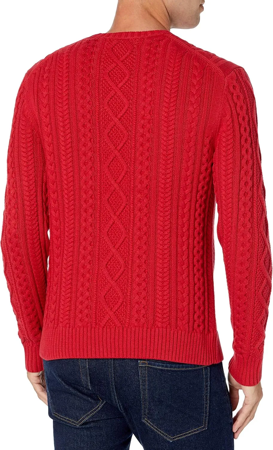 Amazon Essentials Men's Long-Sleeve 100% Cotton Fisherman Cable Crewneck Sweater