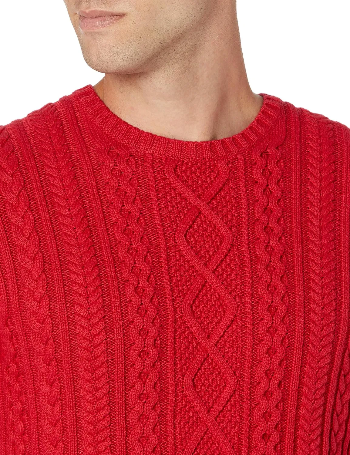 Amazon Essentials Men's Long-Sleeve 100% Cotton Fisherman Cable Crewneck Sweater