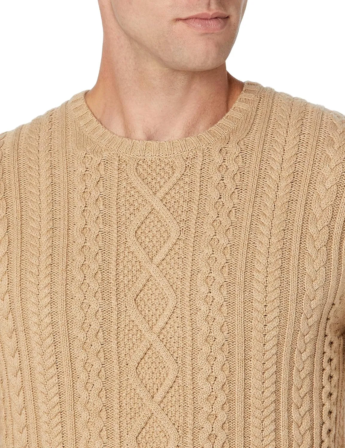 Amazon Essentials Men's Long-Sleeve 100% Cotton Fisherman Cable Crewneck Sweater