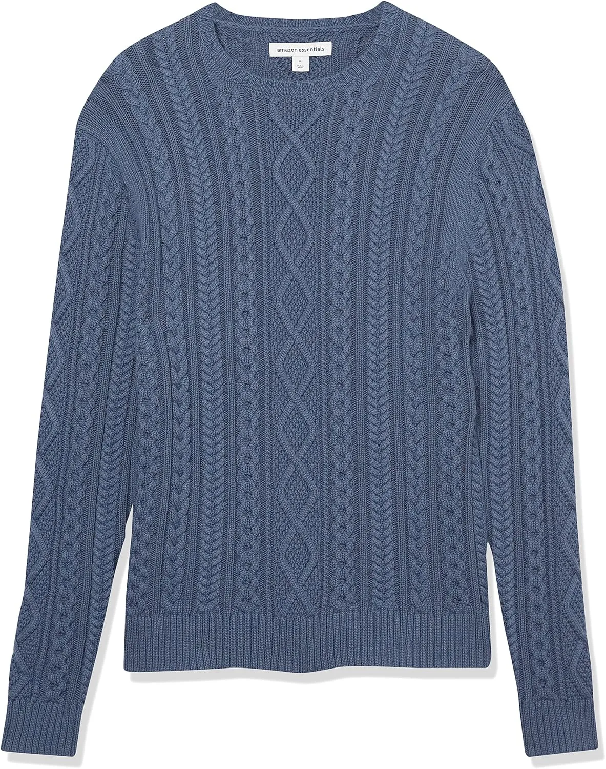 Amazon Essentials Men's Long-Sleeve 100% Cotton Fisherman Cable Crewneck Sweater