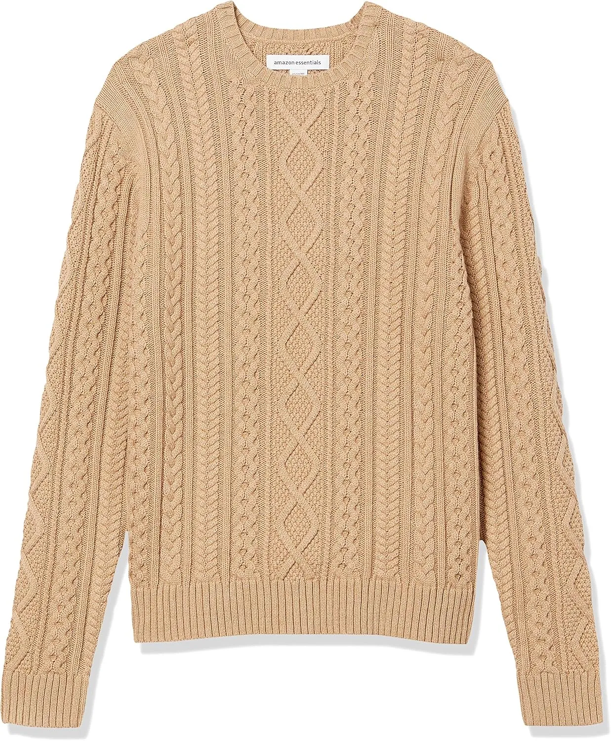 Amazon Essentials Men's Long-Sleeve 100% Cotton Fisherman Cable Crewneck Sweater
