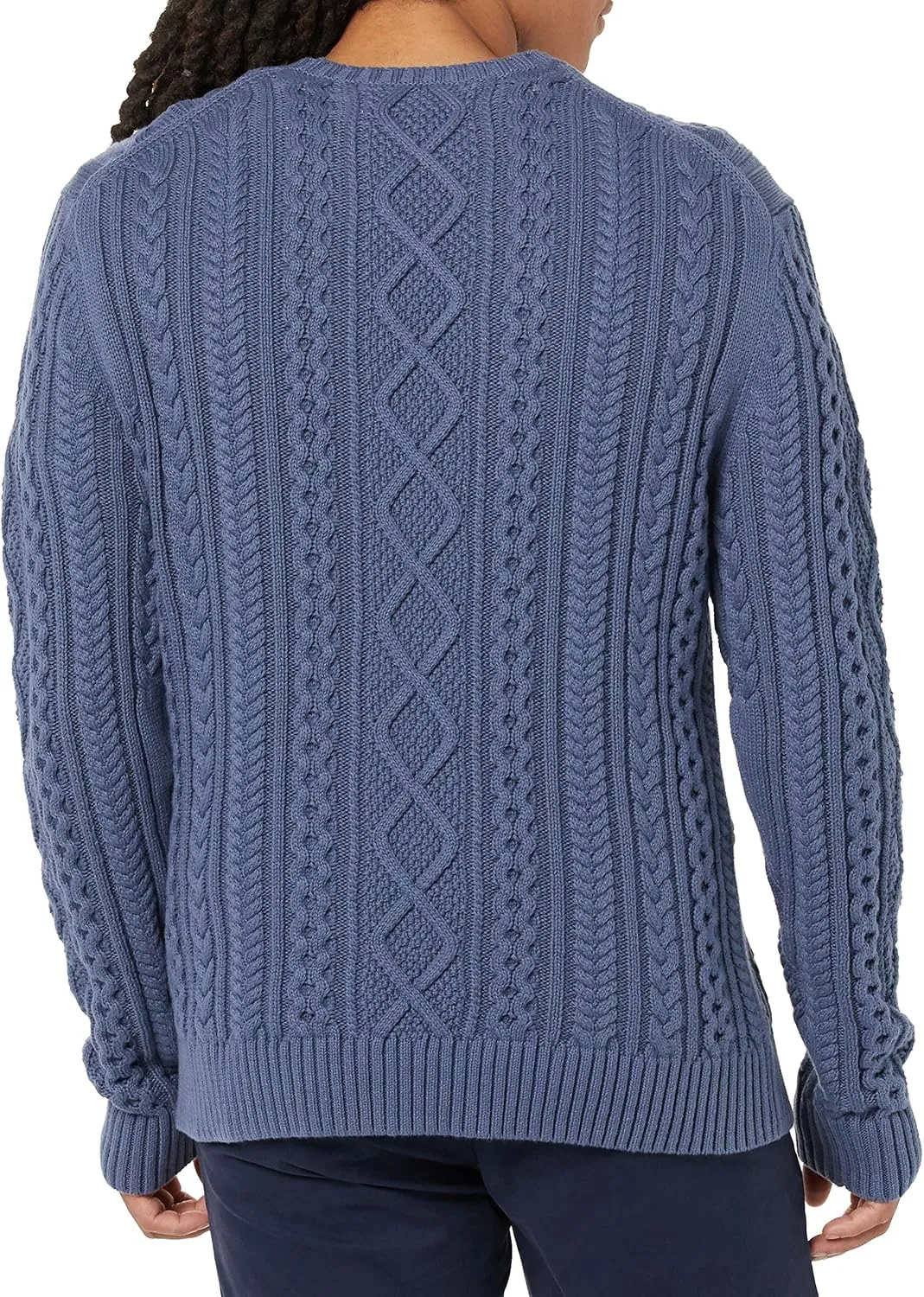 Amazon Essentials Men's Long-Sleeve 100% Cotton Fisherman Cable Crewneck Sweater