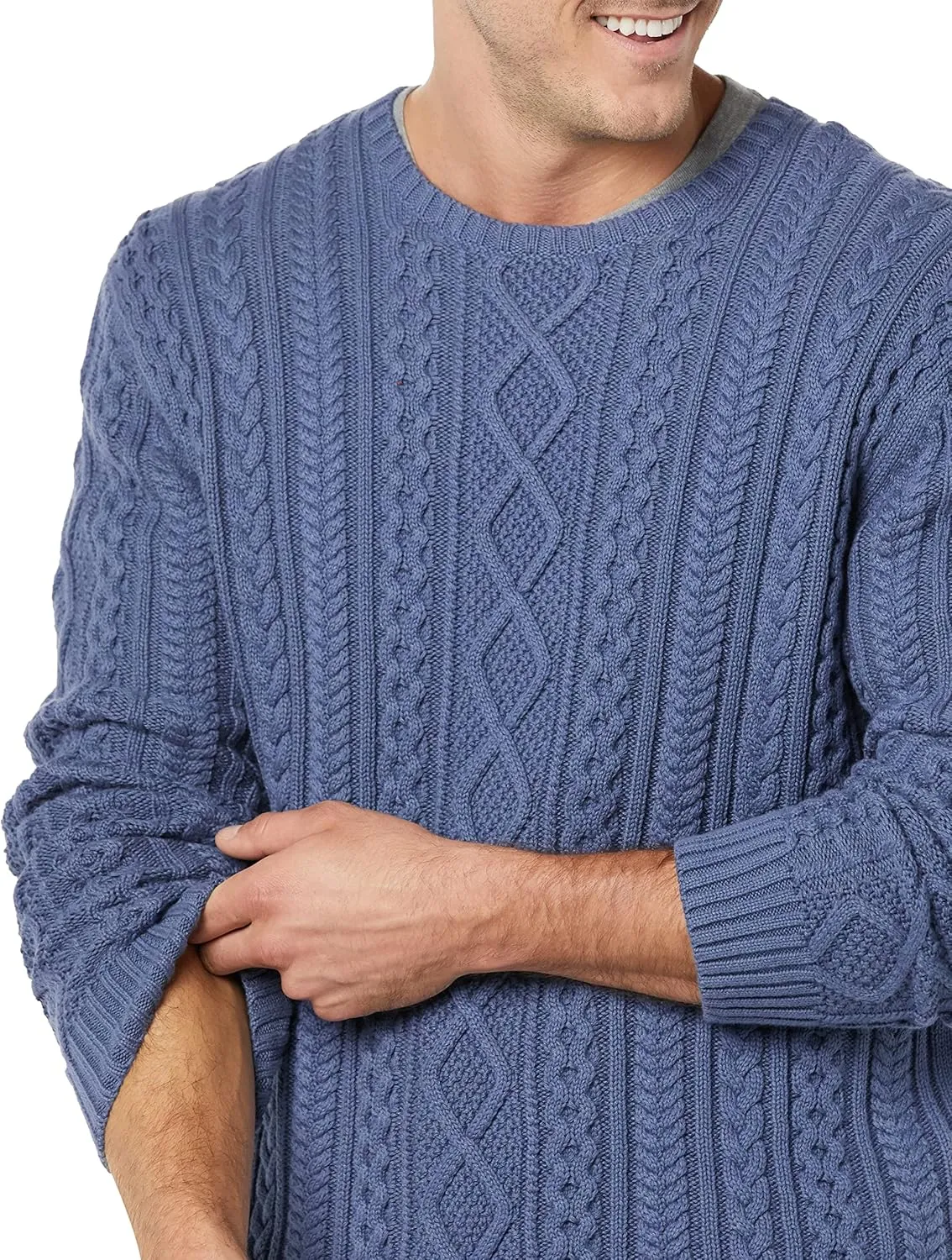 Amazon Essentials Men's Long-Sleeve 100% Cotton Fisherman Cable Crewneck Sweater