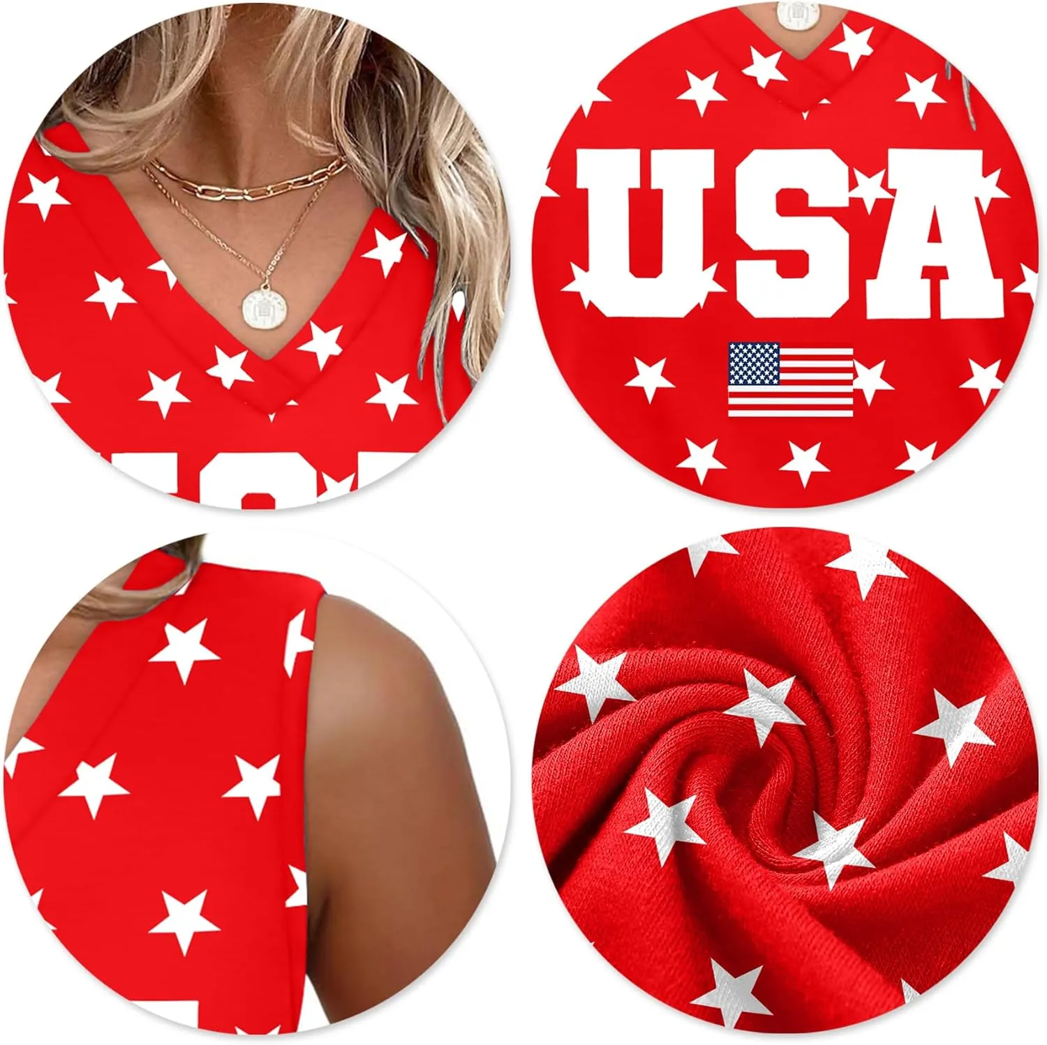 American Flag Tank Tops Women V Neck Patriotic Star Striped Shirt 4th of July Sequin Vest USA Girls Tee