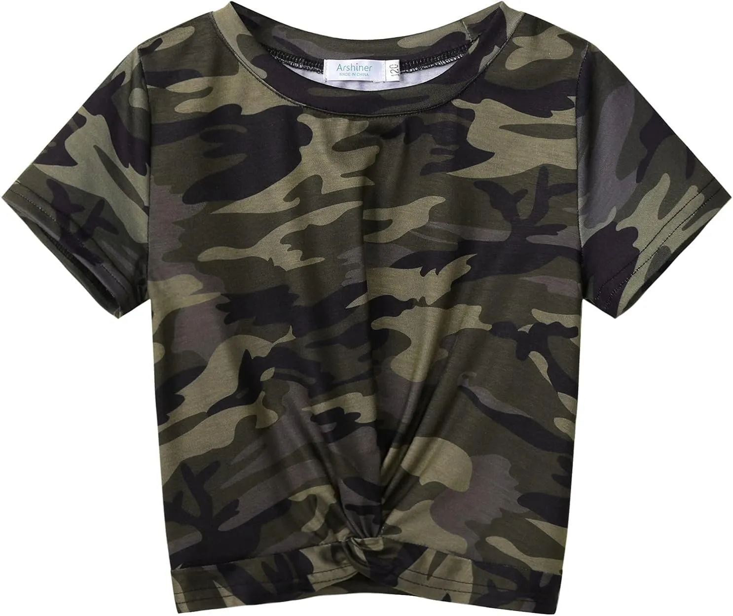 Arshiner Girls Casual Tie Dye Short-Sleeve T-Shirt Cute Print Summer Blouse for Girls Twist Front Tunic Tee Tops