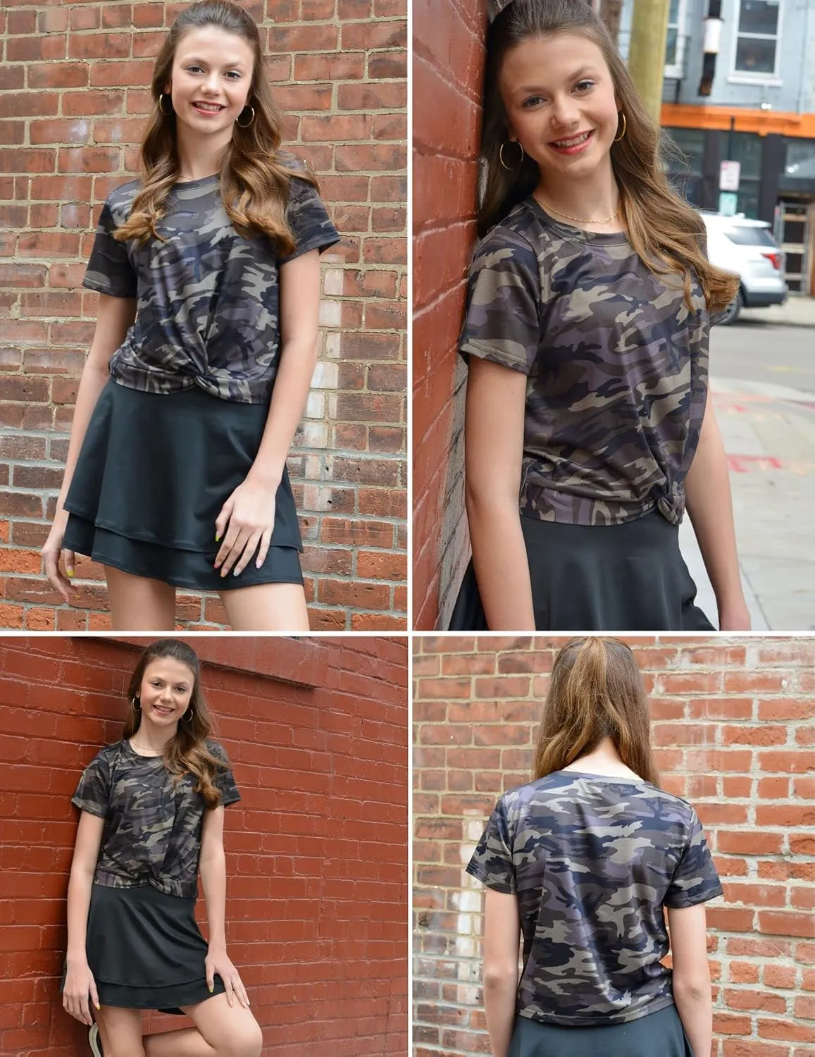 Arshiner Girls Casual Tie Dye Short-Sleeve T-Shirt Cute Print Summer Blouse for Girls Twist Front Tunic Tee Tops
