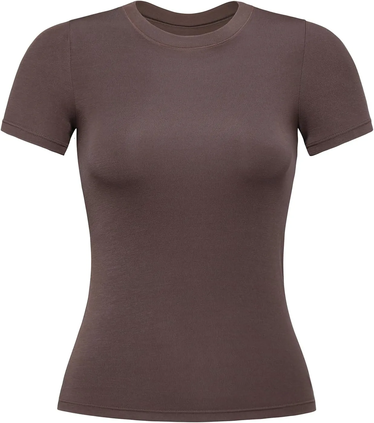 AUROLA Everyday Fitted T-Shirt for Women,Crew Neck Basic Short Sleeves T ShirtCrop Tops Modal Slim Fit Tee