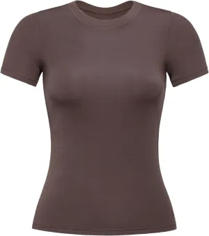 AUROLA Everyday Fitted T-Shirt for Women,Crew Neck Basic Short Sleeves T ShirtCrop Tops Modal Slim Fit Tee