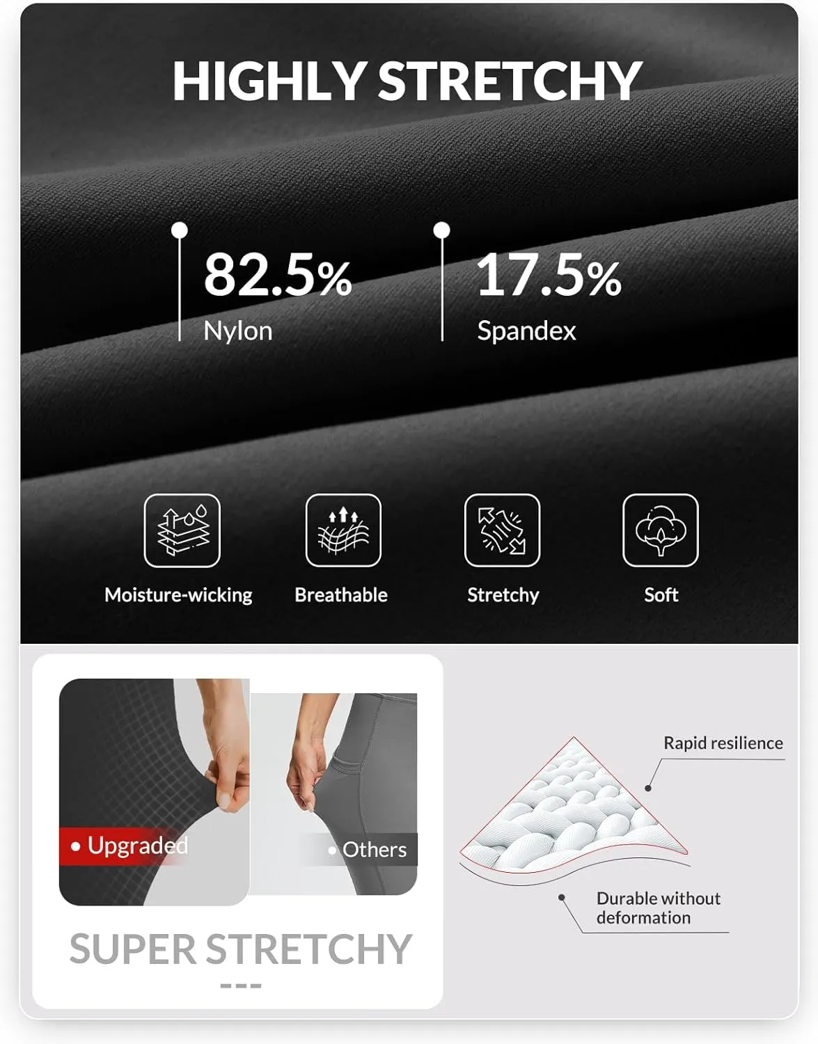 baleaf Women's Capri Leggings with Pockets High Waisted Knee Length Capris Stretch for Casual Yoga Pants Workout Exercise