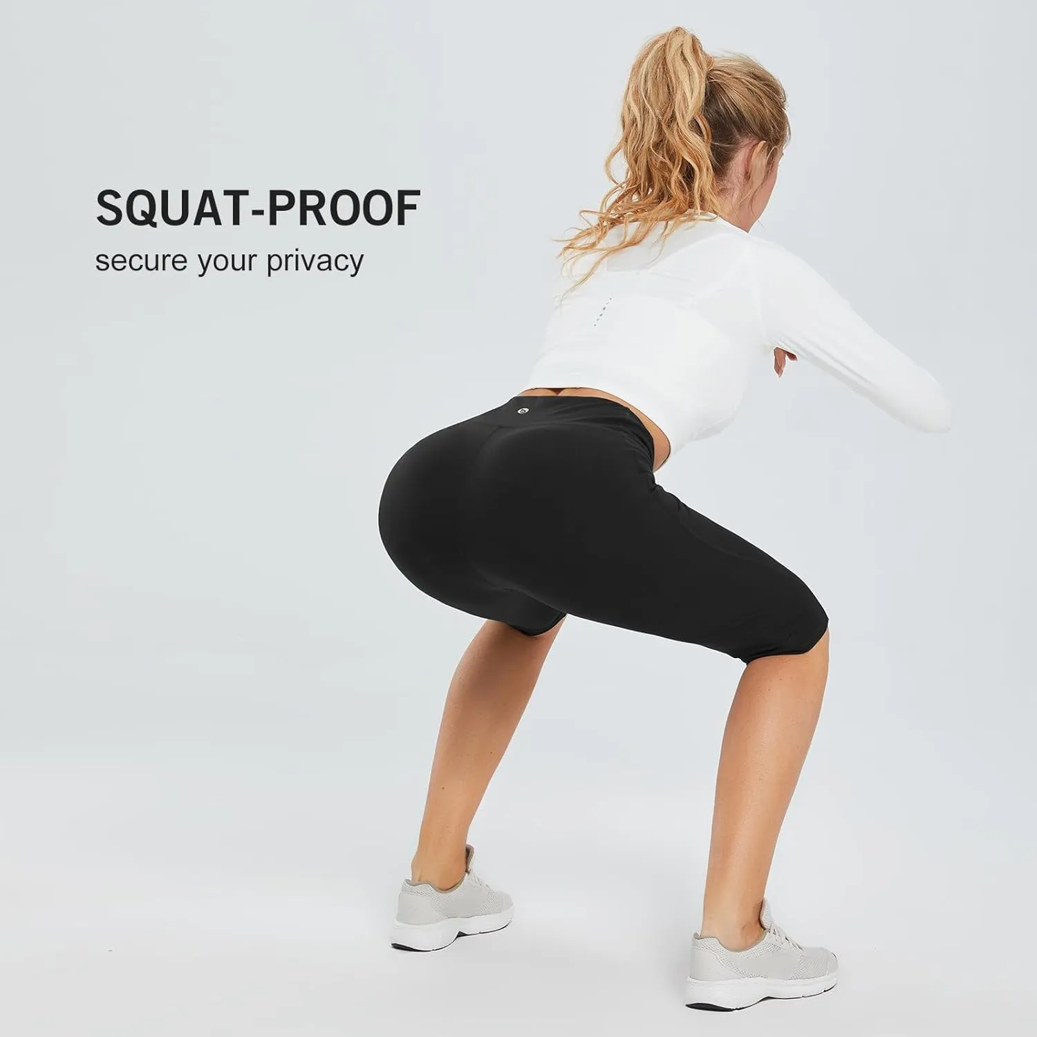 baleaf Women's Capri Leggings with Pockets High Waisted Knee Length Capris Stretch for Casual Yoga Pants Workout Exercise