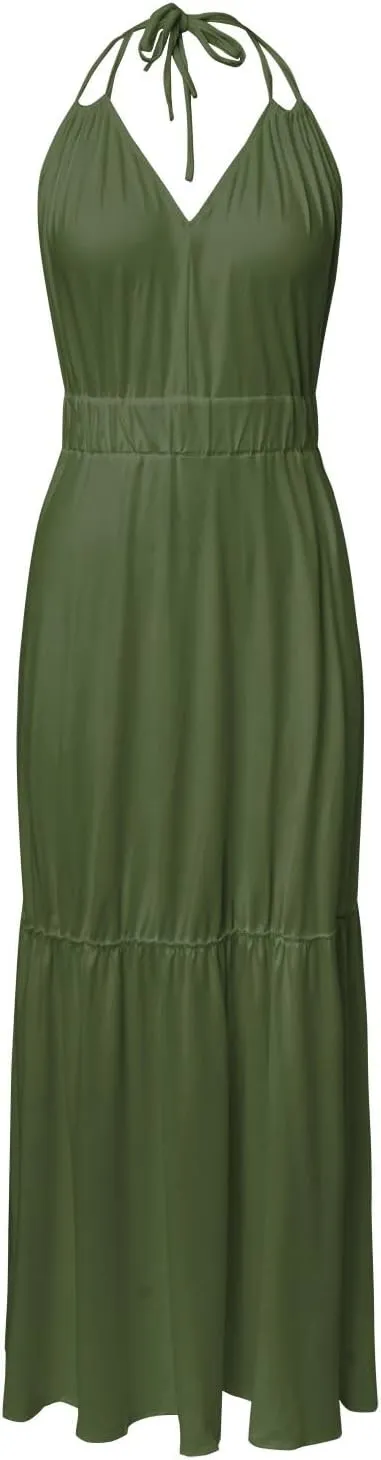 Beach Maxi Dresses For Women 2024 Vacation Spaghetti Strap Sleeveless Casual Summer Dress Print Blackless Sundress