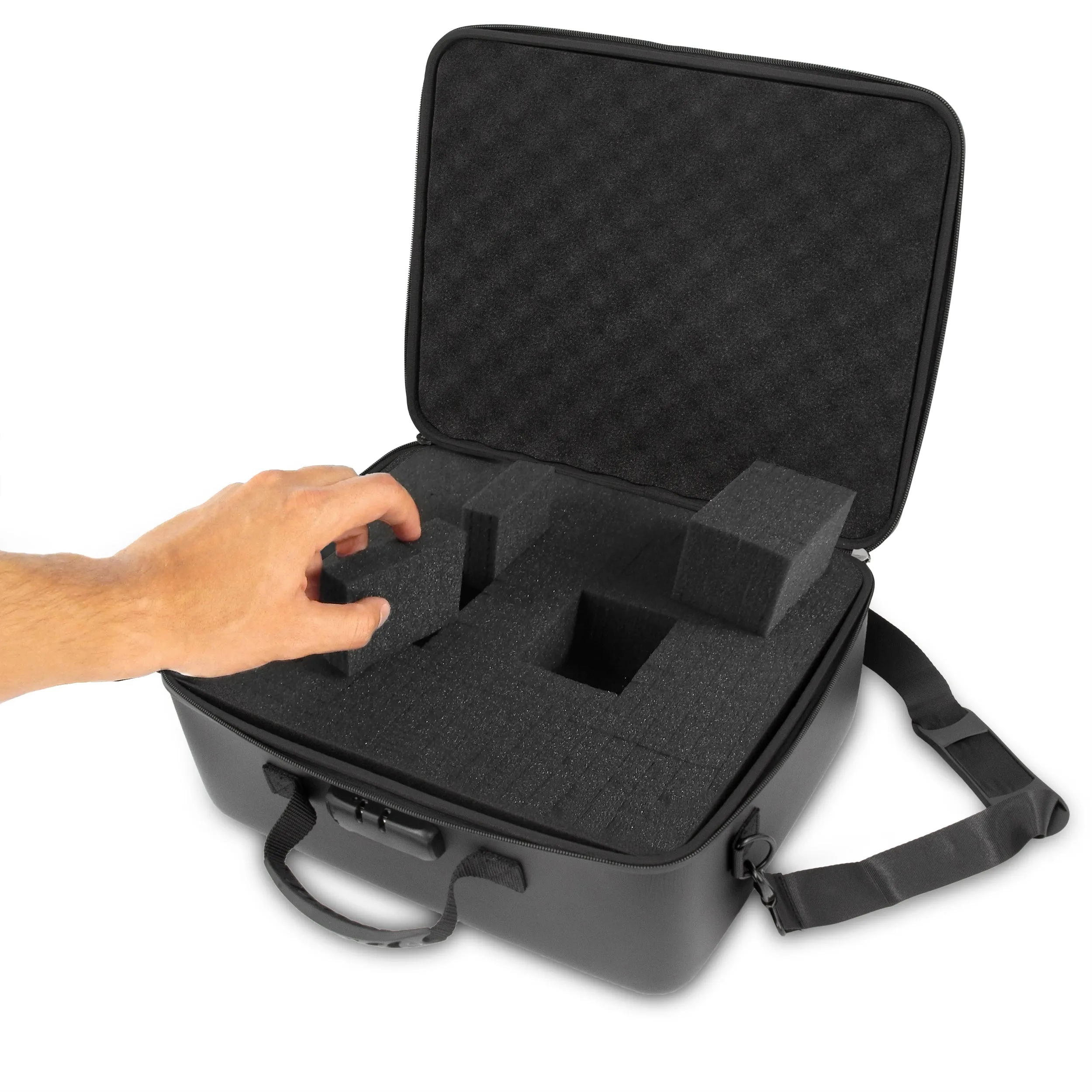 CASEMATIX Locking Wireless Microphone Case With Foam Compatible With 8 Sennheiser, Shure Wireless Mic System Microphones, Receivers and More