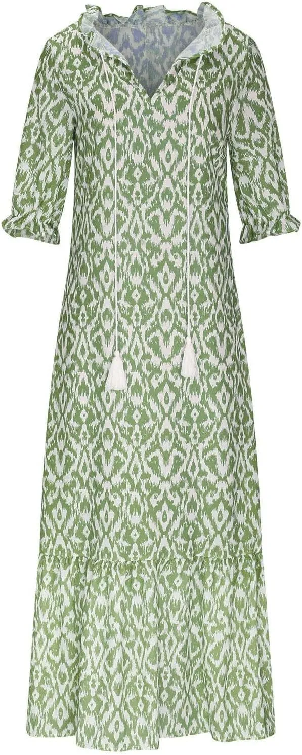 Casual Dresses for Women 2024 Short Sleeve Swiss Dot Maxi Dress Summer Fashion Short Sleeve Tiered Ruffle Long Dress