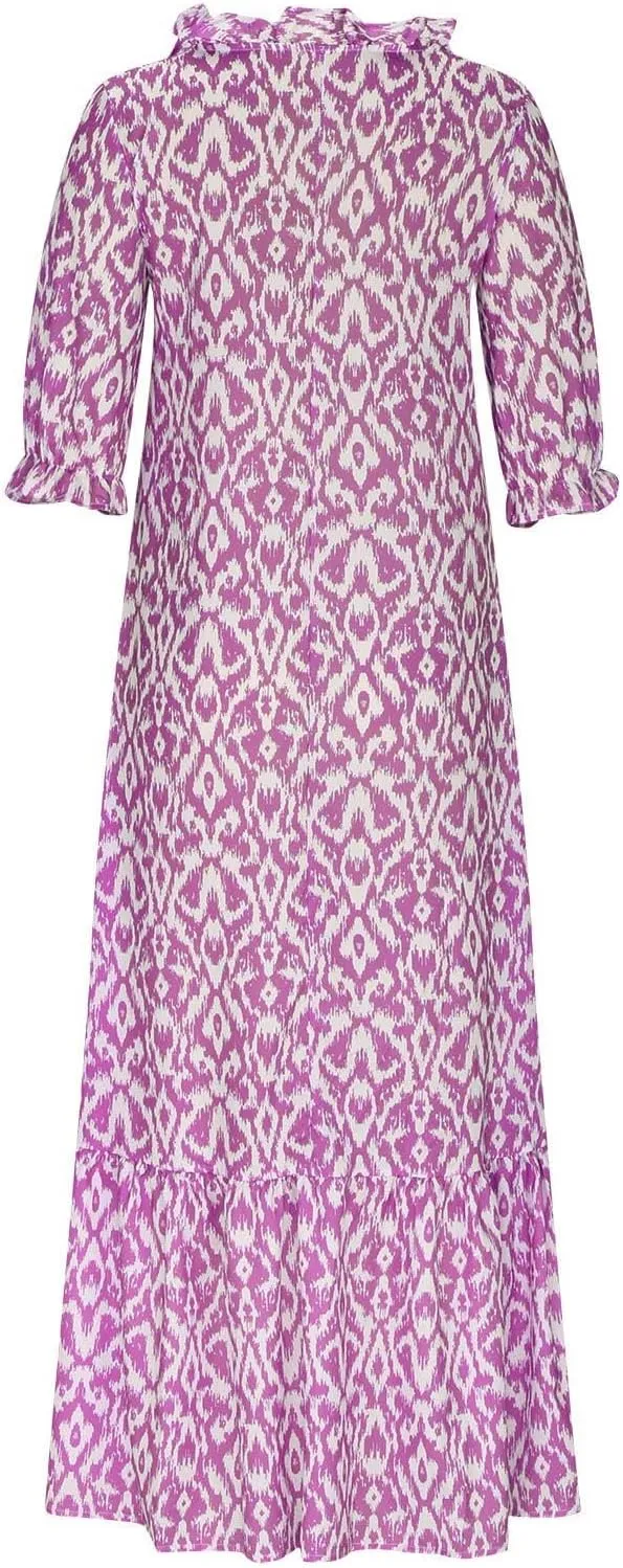 Casual Dresses for Women 2024 Short Sleeve Swiss Dot Maxi Dress Summer Fashion Short Sleeve Tiered Ruffle Long Dress