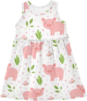 CaTaKu Girls' Sleeveless Dresses Toddler Girls Cute Print Summer Dresses for Girls Cotton Clothes School Outfits 2-8Y