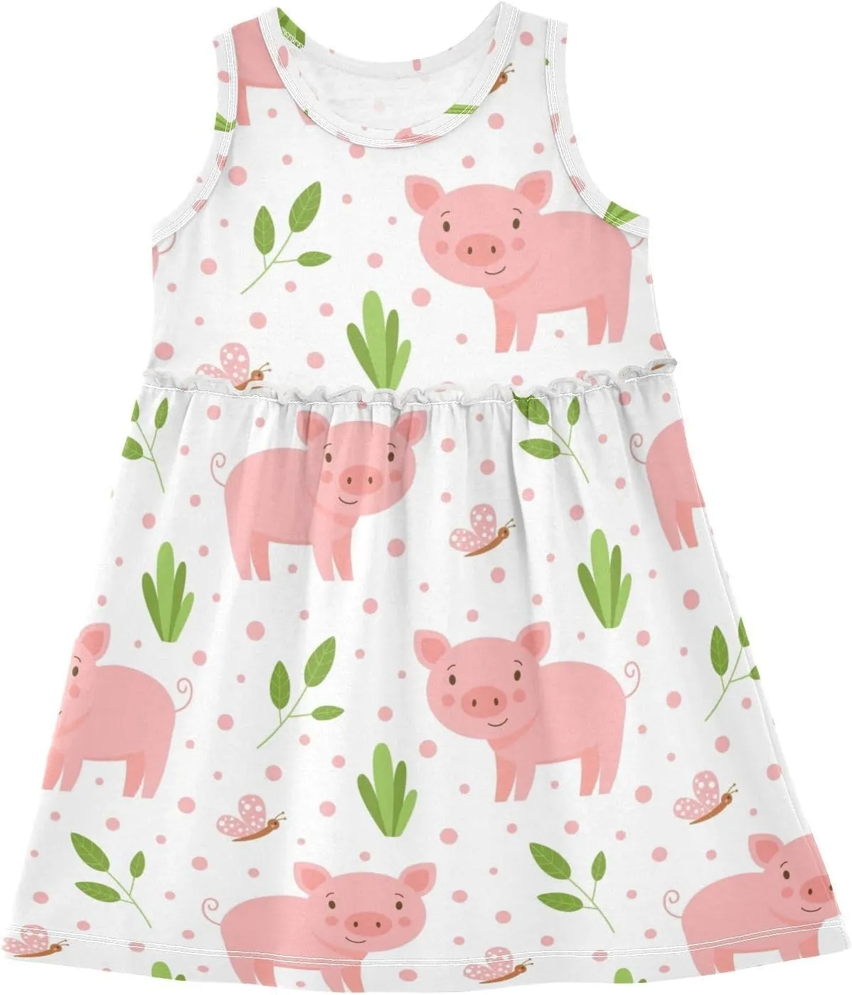 CaTaKu Girls' Sleeveless Dresses Toddler Girls Cute Print Summer Dresses for Girls Cotton Clothes School Outfits 2-8Y
