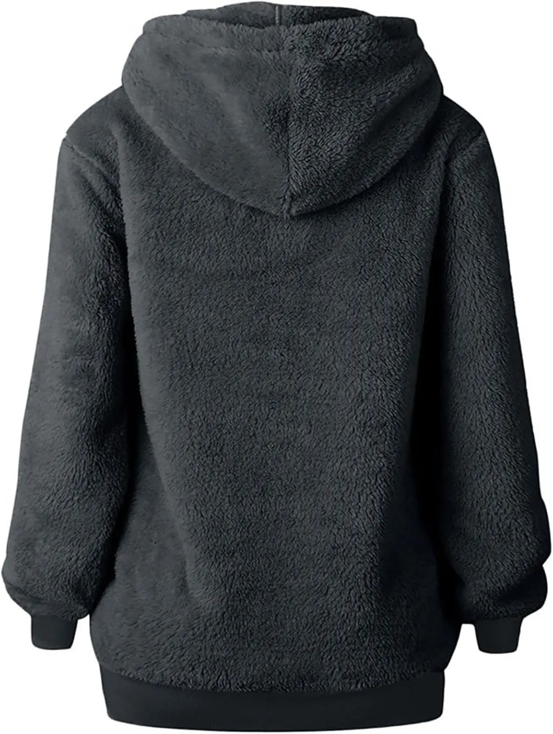 Cdiecer Fluffy Fleece Hoodies Womens Zip Up Sweatshirt Warm Hooded Jacket Oversized Sherpa Coat Outwear with Pockets