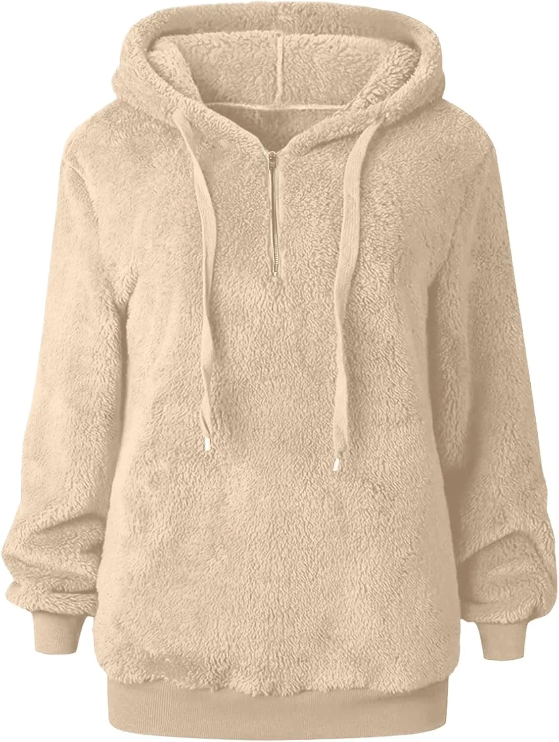 Cdiecer Fluffy Fleece Hoodies Womens Zip Up Sweatshirt Warm Hooded Jacket Oversized Sherpa Coat Outwear with Pockets