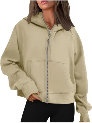 Ceboyel Women Full Zip Up Cropped Hoodie Oversized Sweatshirt Trendy Y2K Fleece Jackets Fall Winter Outfits Clothes 2023