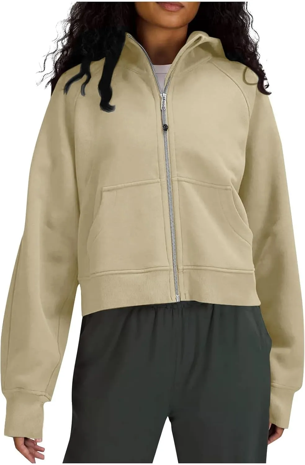 Ceboyel Women Full Zip Up Cropped Hoodie Oversized Sweatshirt Trendy Y2K Fleece Jackets Fall Winter Outfits Clothes 2023