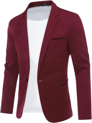 Cloudstyle Men's Suit Jacket One Button Slim Fit Sport Coat Business Daily Blazer