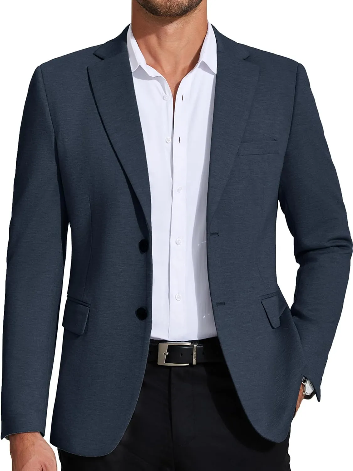 COOFANDY Mens Casual Blazer Knit Sport Coat Lightweight Two Button Suit Jacket