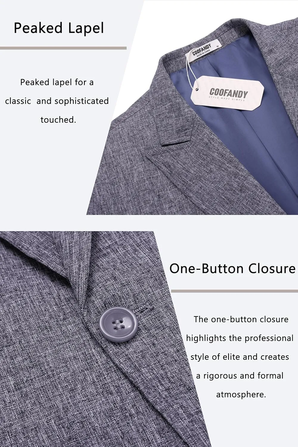 COOFANDY Men's Casual Blazer Suit Jackets Slim Fit One Button Sports Coat with Pockets