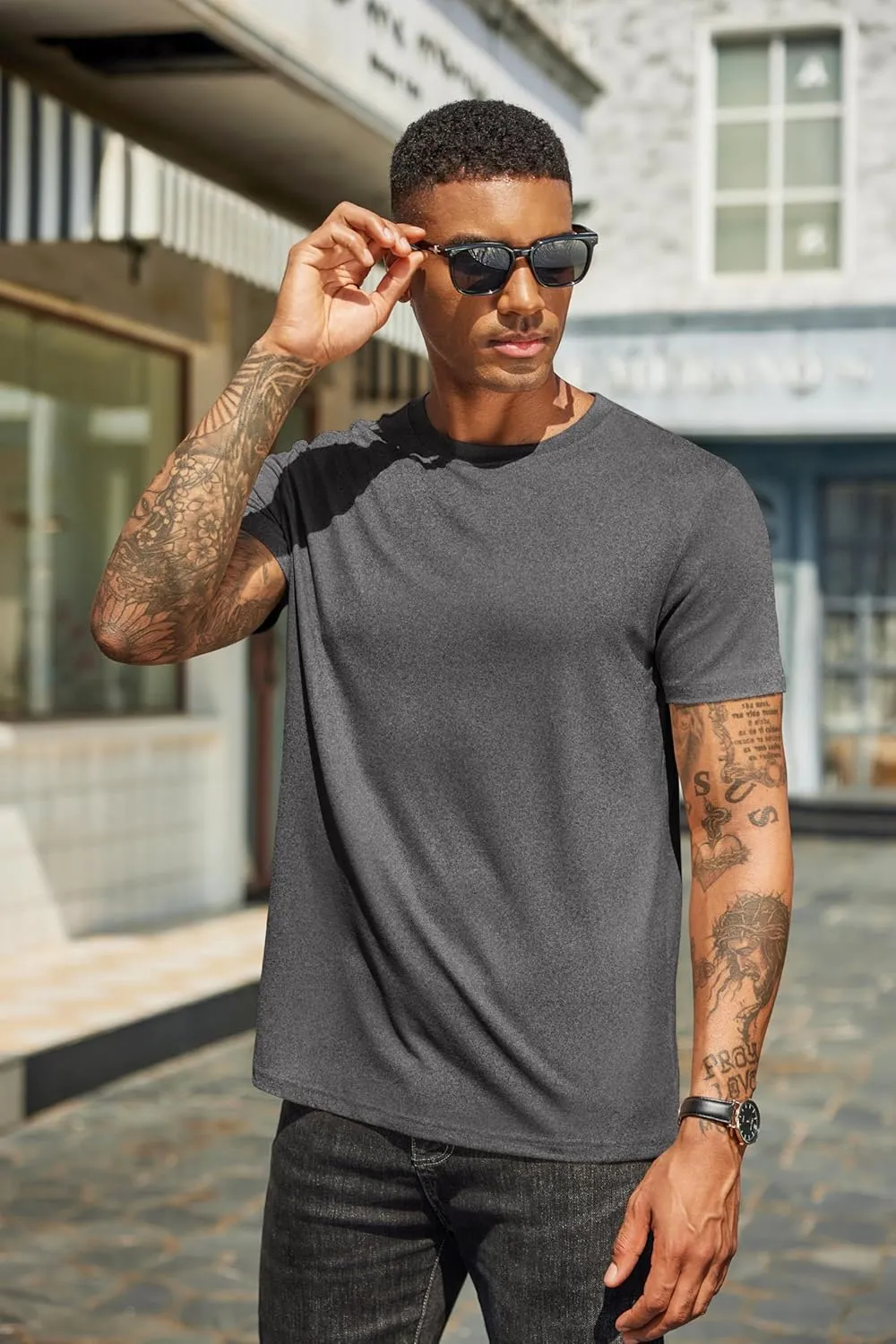COOFANDY Men's Short Sleeve T-Shirts Crew Neck Casual Summer T Shirts 1-3 Pack Basic Tee Shirt