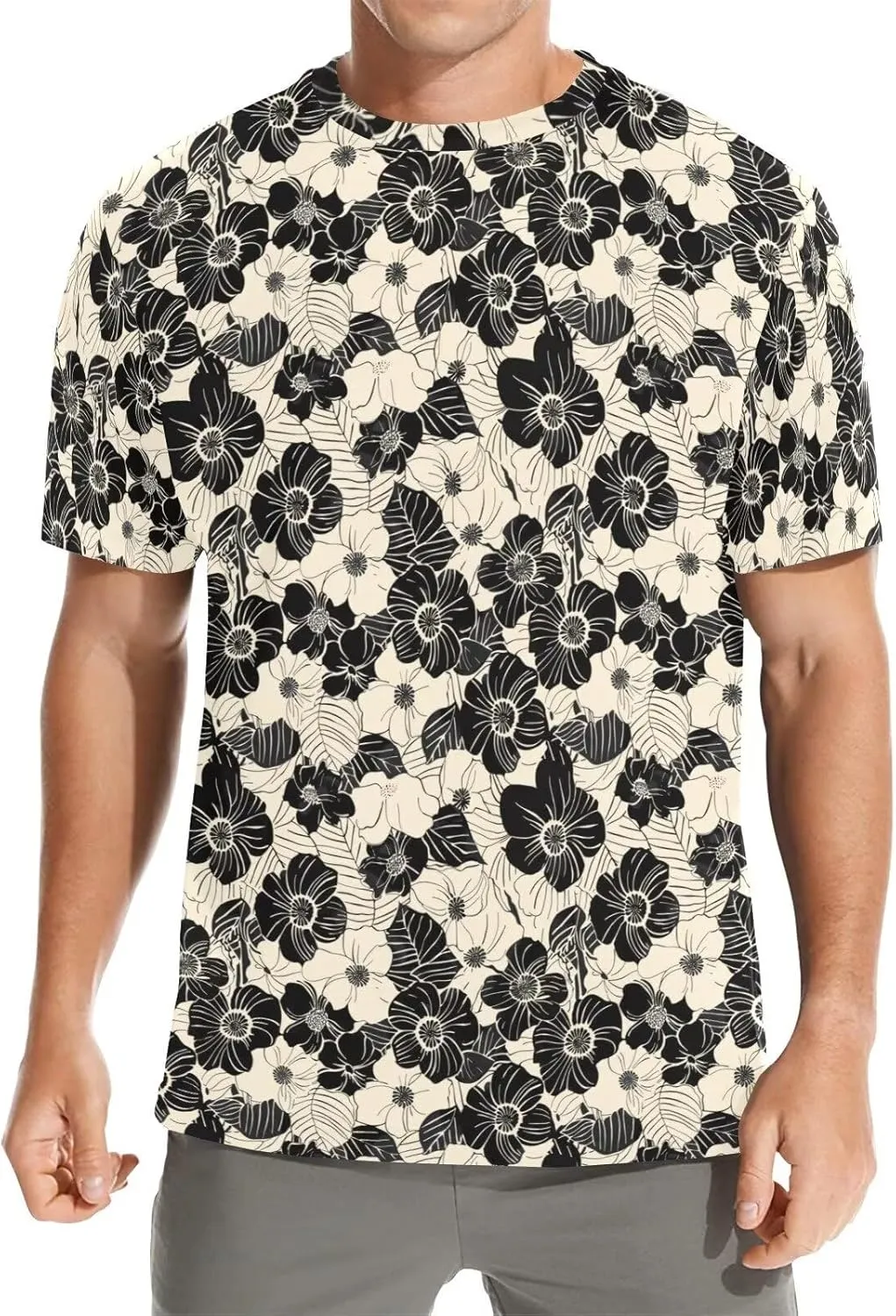 Crew Neck T-Shirts for Men Novelty Short Sleeve Casual Summer Tee Shirt for Gym Basketball Athletic Size S-3XL