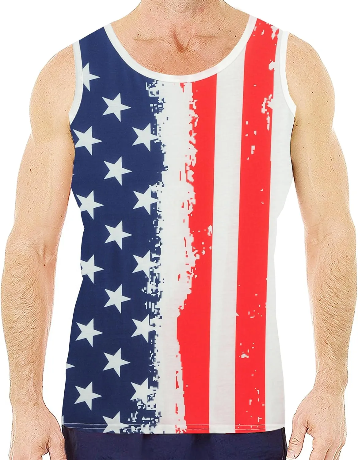 DDSOL Men 4th of July Tank Top American Flag USA Shirt Sleeveless Fourth Memorial Independence Day Patriotic Tee Clothes