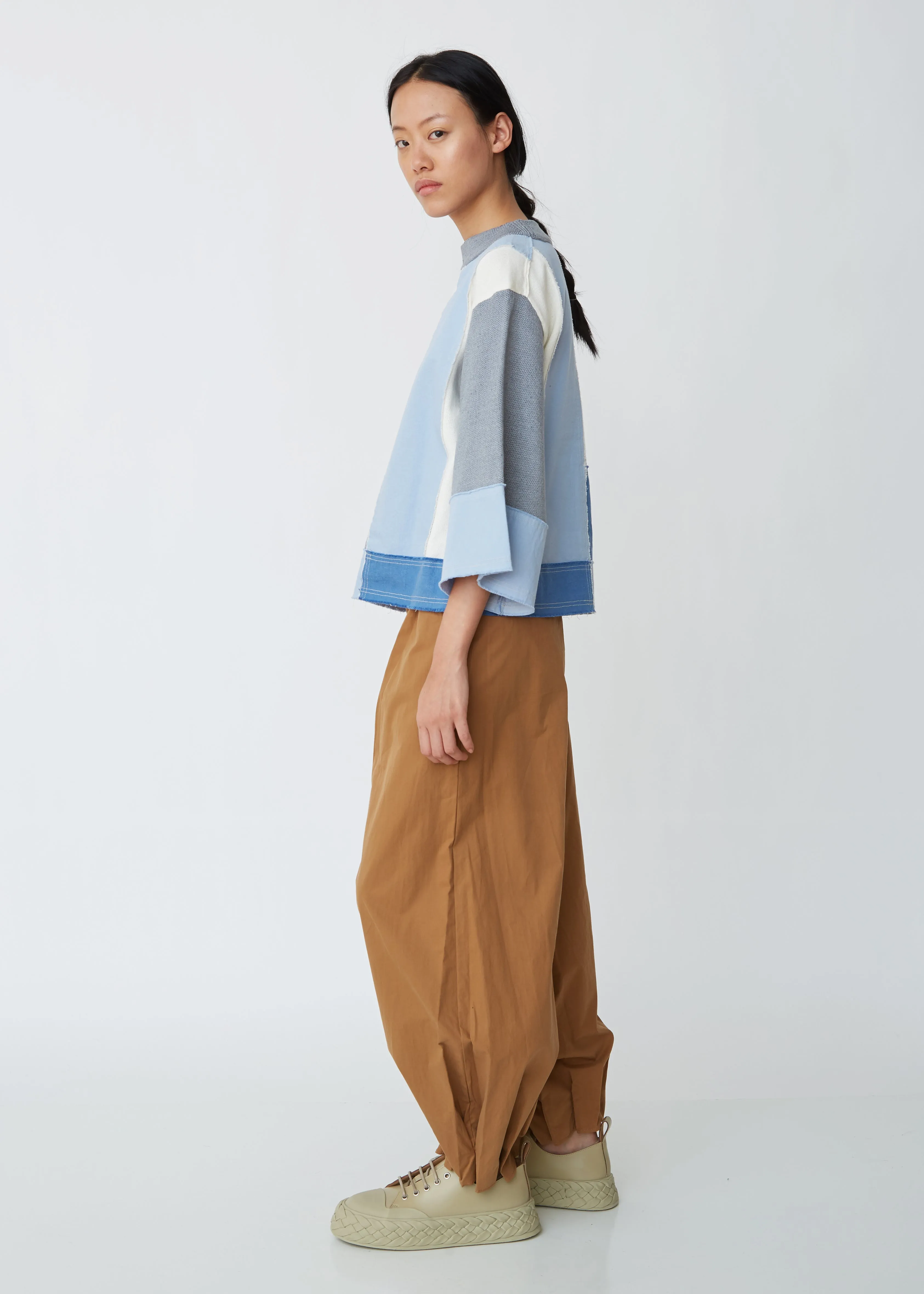 Denim Patched Sweater