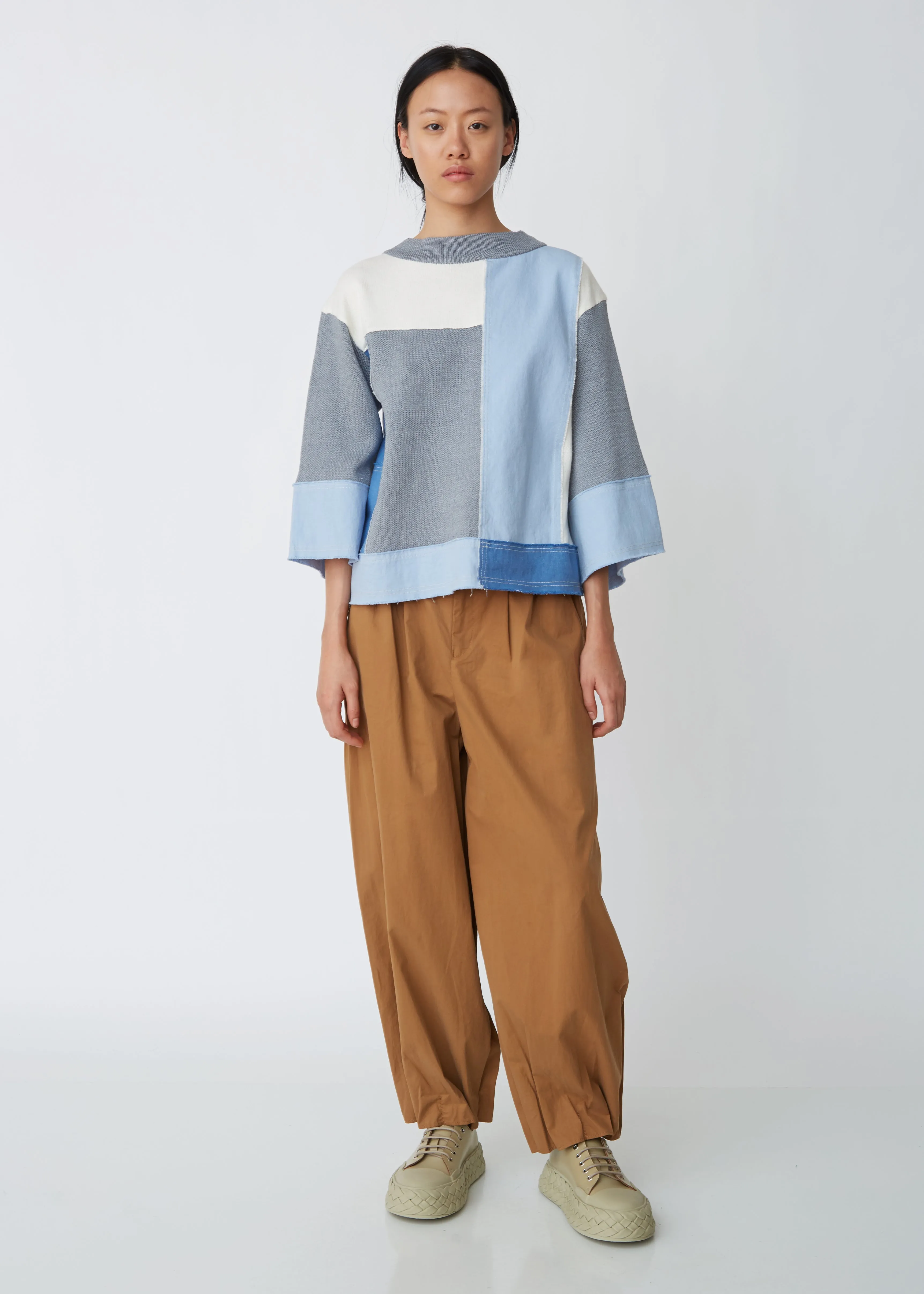 Denim Patched Sweater