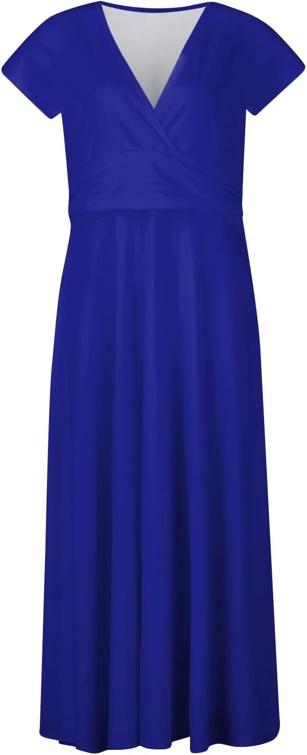 Dresses for Women 2025 Sleeveless Flowy Ruched Maxi Dress Wrap V Neck Floral Print Sundress Trendy Boho Dress