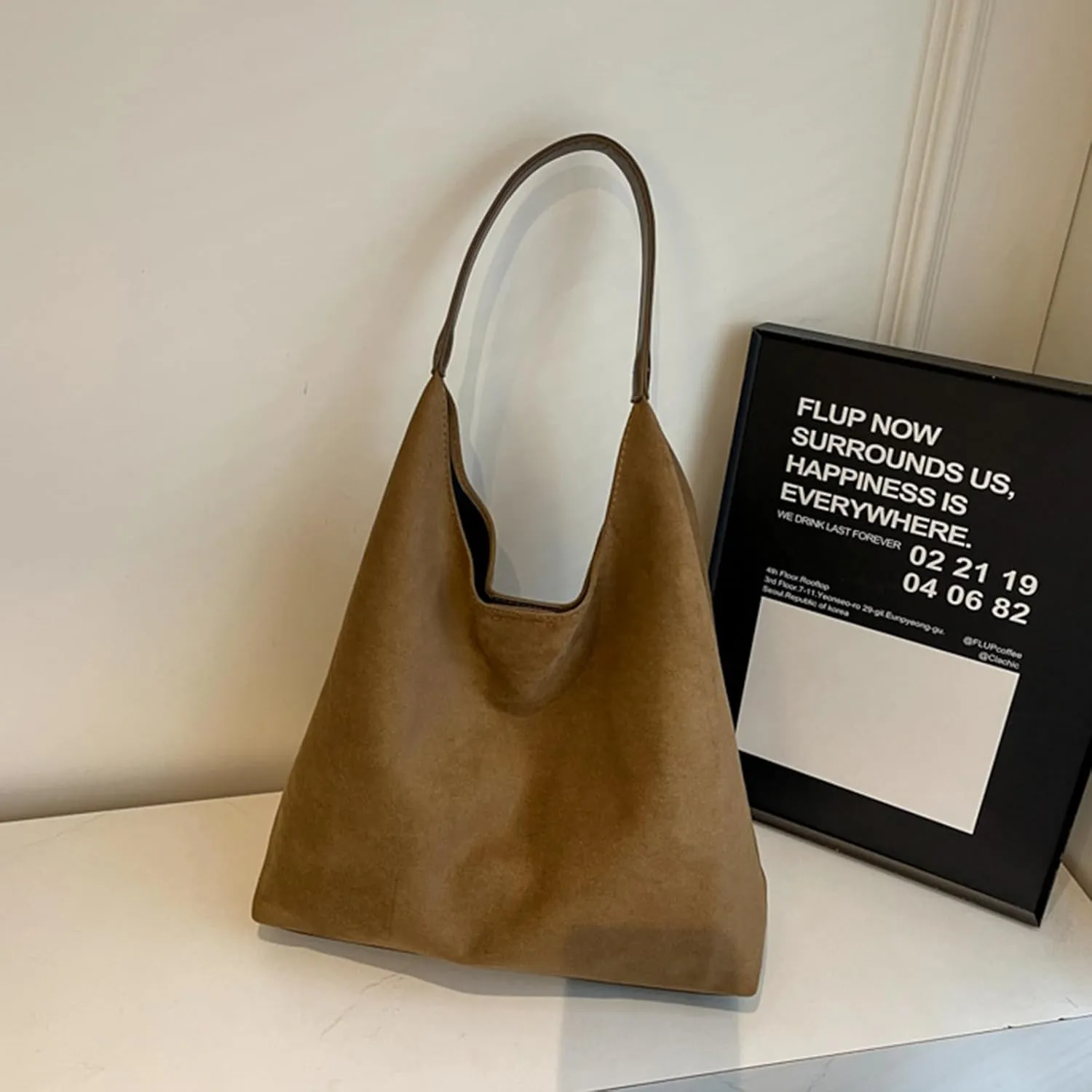 Durable Suede Hobo Bag for Women Vegan Leather Shoulder Handbag Spacious Slouchy Crossbody Tote Office Purse Mothers Day Gift