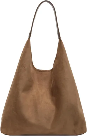 Durable Suede Hobo Bag for Women Vegan Leather Shoulder Handbag Spacious Slouchy Crossbody Tote Office Purse Mothers Day Gift