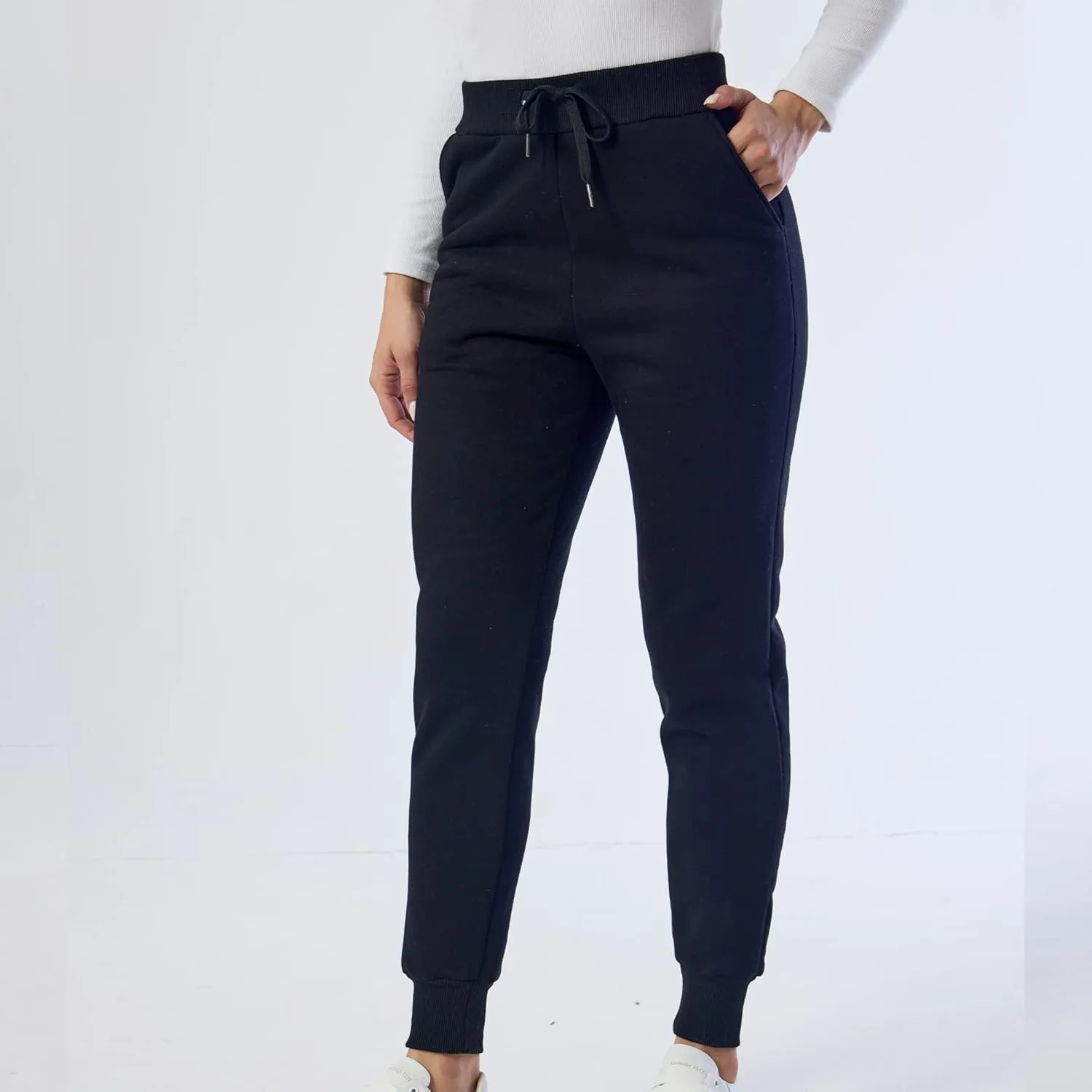 Duyang Women's Warm Sherpa Lined Sweatpants Athletic Jogger Harem Pants