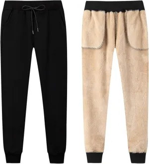 Duyang Women's Warm Sherpa Lined Sweatpants Athletic Jogger Harem Pants