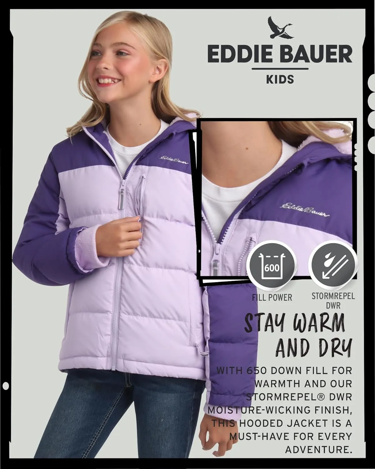 Eddie Bauer Girls' Winter Jacket - Heavyweight Quilted Down Jacket - Insulated Hooded Outerwear Coat for Girls (5-20)
