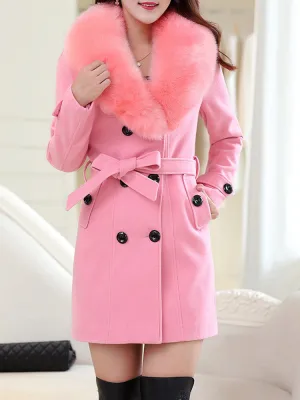 Faux Dur Collar Woolen Coats