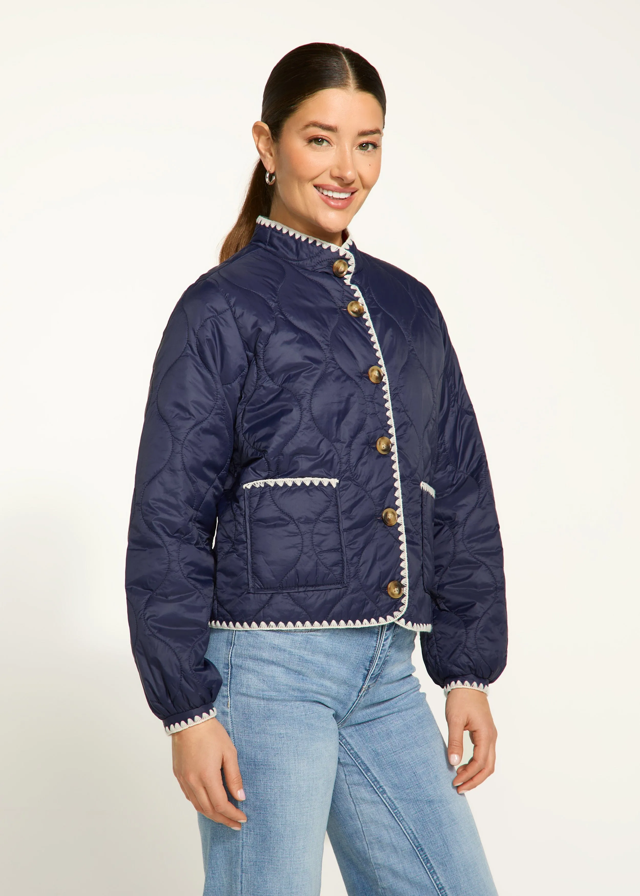 French Dressing Jeans Reversible Light Weight Puffer With Contrast Stitching - 1775760