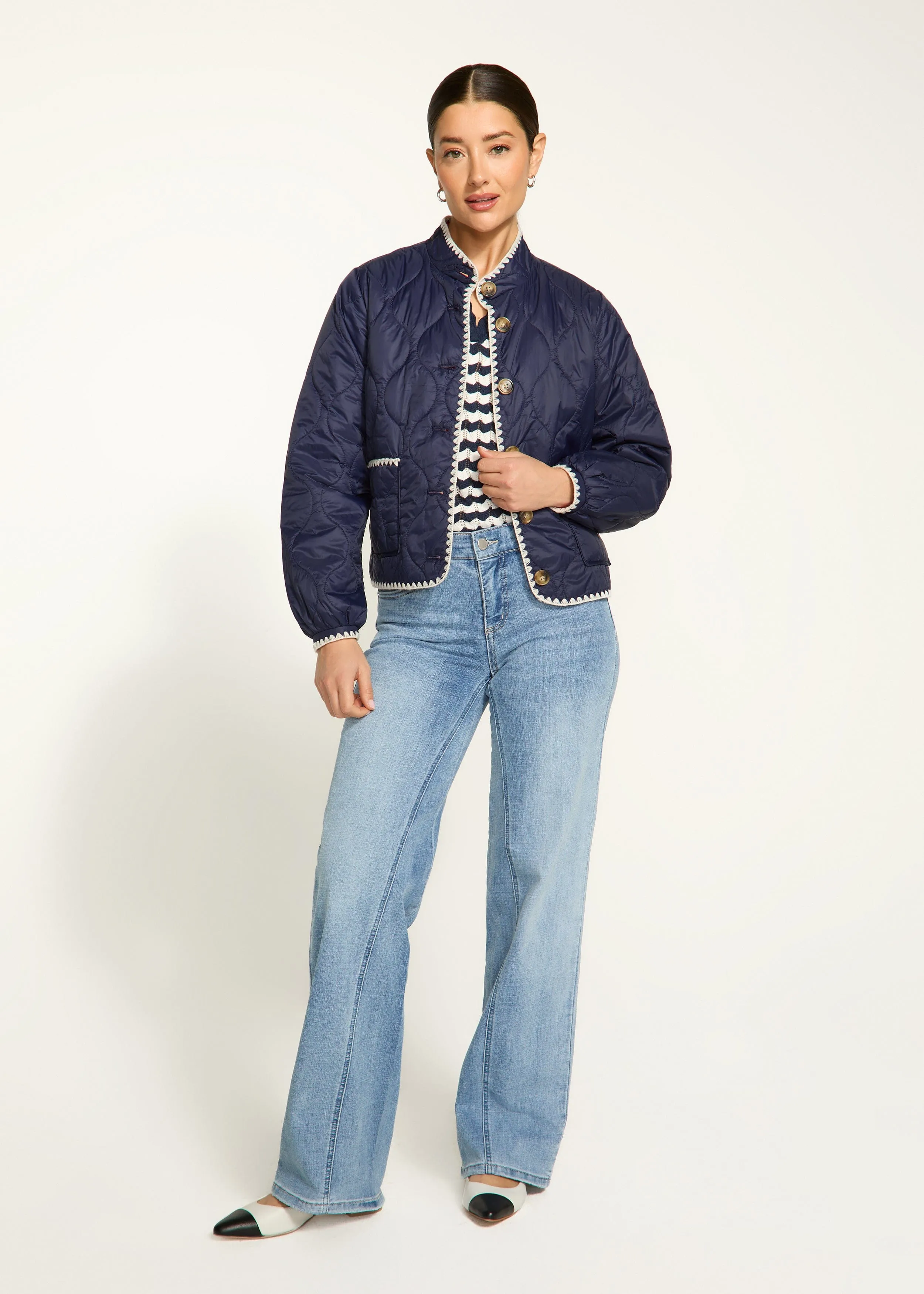 French Dressing Jeans Reversible Light Weight Puffer With Contrast Stitching - 1775760