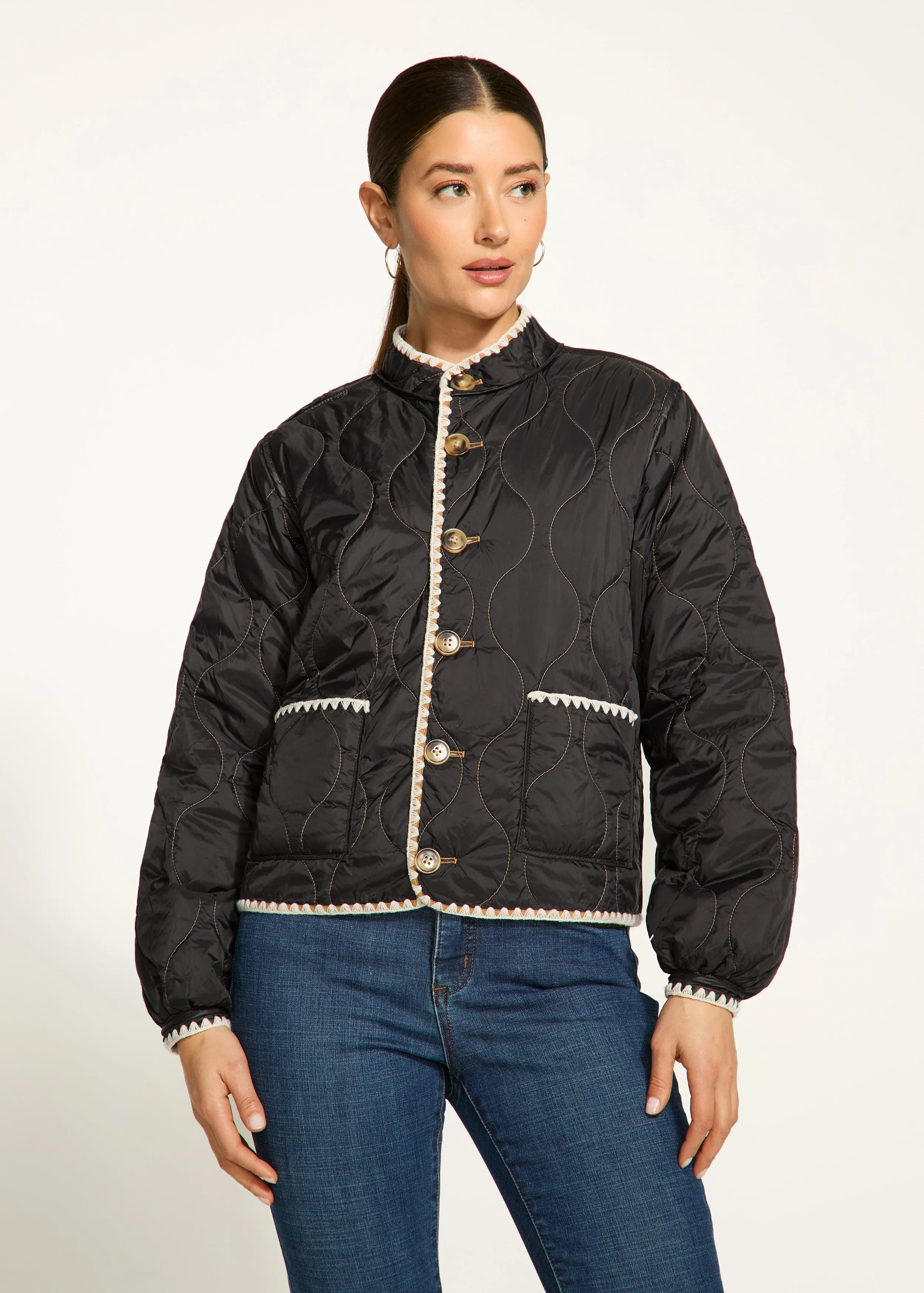 French Dressing Jeans Reversible Light Weight Puffer With Contrast Stitching - 1775760