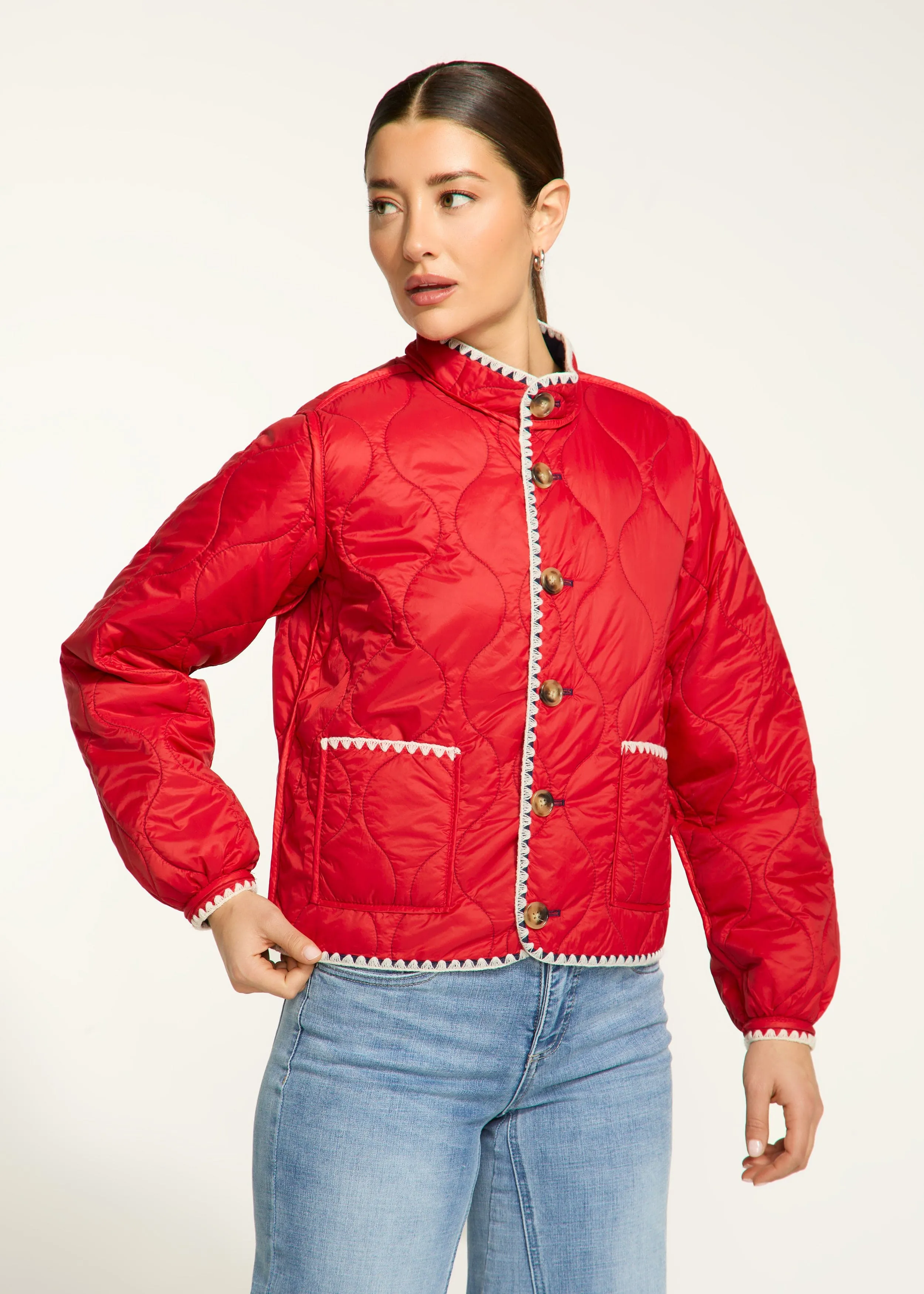 French Dressing Jeans Reversible Light Weight Puffer With Contrast Stitching - 1775760