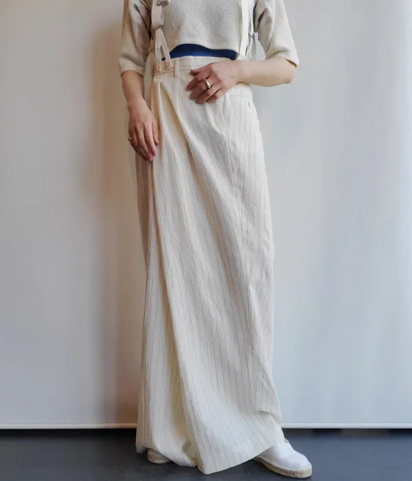 FUMIKA_UCHIDA/STRIPES SUSPENDER SIDE FRONT OVER SLACKS(IVORY)